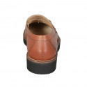 Woman's loafer in tan brown leather with accessory heel 3 - Available sizes:  44, 45