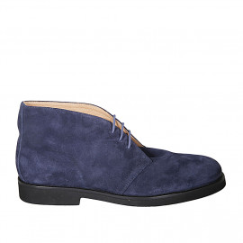 Chaussure haute pour hommes avec lacets en daim bleu - Pointures disponibles:  50