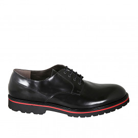 Chaussure derby à lacets pour hommes en cuir brossé noir - Pointures disponibles:  49