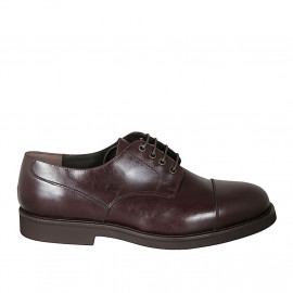 Men's laced derby shoe with captoe in brown leather - Available sizes:  47, 50