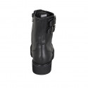 Botin para mujer modelo combate con cordones, puntera, hebillas y cremallera en piel negra tacon 4 - Tallas disponibles:  32