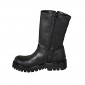 Bota para mujer con hebillas y cremallera en piel negra tacon 4 - Tallas disponibles:  32, 33