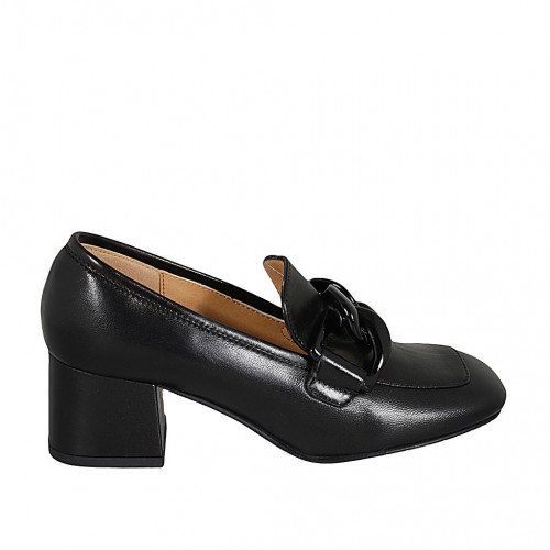 Womens black cheap loafers with heel