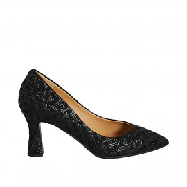 Escarpin pour femmes en daim imprimé noir talon 8 - Pointures disponibles:  42