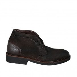 Men's laced shoe in brown leather and suede - Available sizes:  46, 47