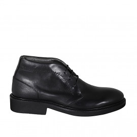 Men's laced shoe in black leather - Available sizes:  36, 46, 47