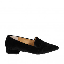 Woman's slipper shoe in black embroidered velvet heel 3 - Available sizes:  32, 42