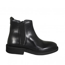 Botin para hombre con elastico y cremallera en piel negra - Tallas disponibles:  38, 49