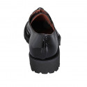 Zapato derby con cordones y decoracion Brogue en charol negro para mujer tacon 3 - Tallas disponibles:  44, 45