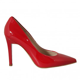 ﻿Escarpin pour femmes en cuir verni rouge talon 9 - Pointures disponibles:  32