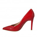 ﻿Woman's pump shoe in red patent leather heel 9 - Available sizes:  32