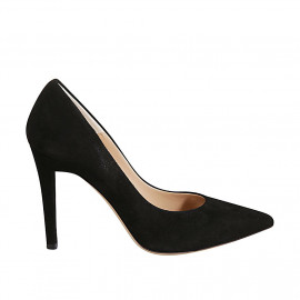 ﻿Women's pointy pump in black suede heel 9 - Available sizes:  42, 43