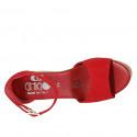 Scarpa aperta da donna con cinturino e plateau in camoscio rosso zeppa 9 - Misure disponibili: 44