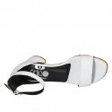 Zapato abierto para mujer con cinturon al tobillo en piel blanca tacon 5 - Tallas disponibles:  43, 44