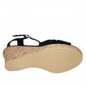 Woman's sandal with ankle strap and knot in black suede wedge heel 7 - Available sizes:  42