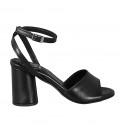 Sandale pour femmes avec courroie à la cheville en cuir noir talon 7 - Pointures disponibles:  42, 43