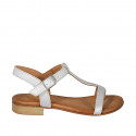 Sandale entredoigt pour femmes en cuir laminé argent talon 2 - Pointures disponibles:  33, 42, 43, 44, 45