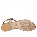 Sandale entredoigt pour femmes en cuir laminé argent talon 2 - Pointures disponibles:  33, 43, 44, 45