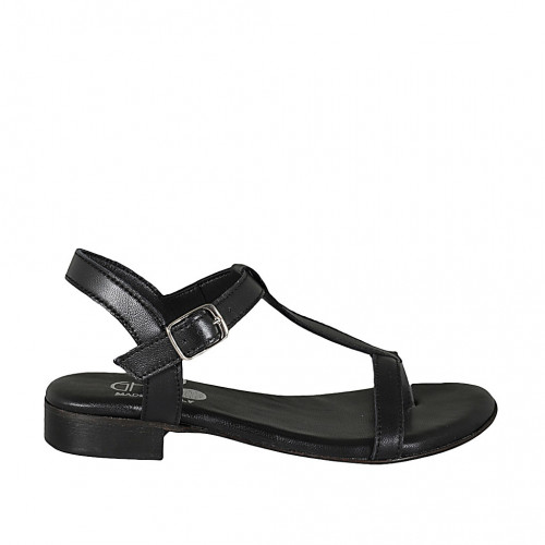 Sandale entredoigt pour femmes en cuir de couleur noir talon 2 - Pointures disponibles:  33, 44