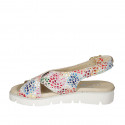 Woman's sandal in multicolored printed suede wedge heel 3 - Available sizes:  33, 42