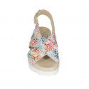 Woman's sandal in multicolored printed suede wedge heel 3 - Available sizes:  33, 42