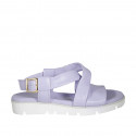 Woman's sandal in lilac leather wedge heel 3 - Available sizes:  32, 34