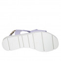 Woman's sandal in lilac leather wedge heel 3 - Available sizes:  32, 34