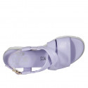 Woman's sandal in lilac leather wedge heel 3 - Available sizes:  32, 34