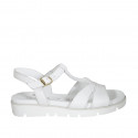 Sandale pour femmes avec courroie en cuir blanc talon compensé 3 - Pointures disponibles:  32, 42, 43