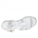 Woman's strap sandal in white leather wedge heel 3 - Available sizes:  32, 42, 43