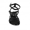 Woman's ankle strap sandal in black leather heel 2 - Available sizes:  34