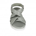 Woman's sandal in sage green leather with elastic band wedge heel 3 - Available sizes:  42, 43