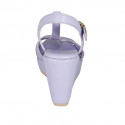 Woman's sandal with strap in lilac leather wedge heel 9 - Available sizes:  34, 42, 43, 44