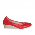 Escarpin pour femmes en cuir rouge talon compensé 4 - Pointures disponibles:  34