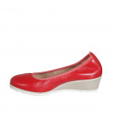 Woman's pump in red leather wedge heel 4 - Available sizes:  34