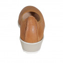 Zapato de salon para mujer en piel cognac cuña 4 - Tallas disponibles:  42, 44