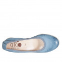 Woman's pump in light blue leather wedge heel 4 - Available sizes:  42, 44