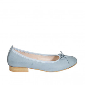 Ballerina da donna con fiocco e puntale in pelle azzurra tacco 2 - Misure disponibili: 32