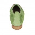 Mocassino da donna con elastico e accessorio in camoscio verde tacco 2 - Misure disponibili: 43, 44