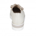 Woman's mocassin with tassels and elastics in cream-colored pierced leather wedge heel 4 - Available sizes:  43, 44, 45