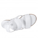 Sandalia para mujer en piel blanca con cinturon elastico tacon 2 - Tallas disponibles:  43