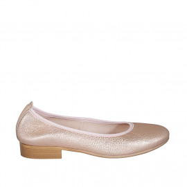 Woman's ballerina in copper laminated leather heel 2 - Available sizes:  32, 42, 44