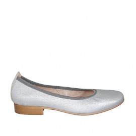 Ballerina da donna in pelle laminata argento tacco 2 - Misure disponibili: 32, 42