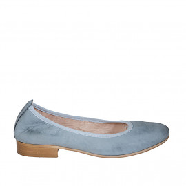 Woman's ballerina in light blue leather heel 2 - Available sizes:  33, 43