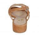 Sandalia para mujer en gamuza cognac tacon 2 - Tallas disponibles:  32, 33, 44