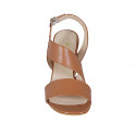 Sandalia para mujer en piel brun claro tacon 8 - Tallas disponibles:  42, 43, 44