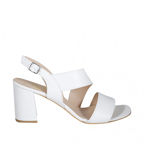 Sandale pour femmes en cuir blanc talon 8 - Pointures disponibles:  43, 44, 45