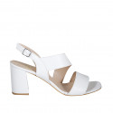 Sandalia para mujer en piel blanca tacon 8 - Tallas disponibles:  43, 44, 45