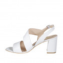 Sandalia para mujer en piel blanca tacon 8 - Tallas disponibles:  43, 44, 45