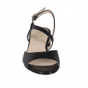 Sandalia para mujer con cinturon en piel y piel imprimida negra tacon 2 - Tallas disponibles:  32, 33, 44